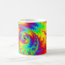 Färgfläckig regnbåge Spiral Fractal Kaffemugg