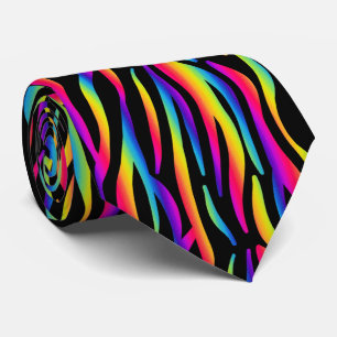 Färgfläckig regnbåge Zebra tryck Slips