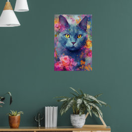 Färgfläckig rysk blå kattart poster