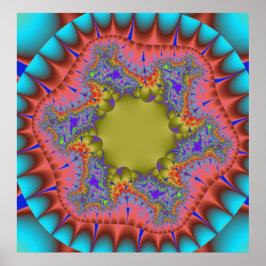 Färgfläckig slutning, Rosa och Grönt Fractal Poster