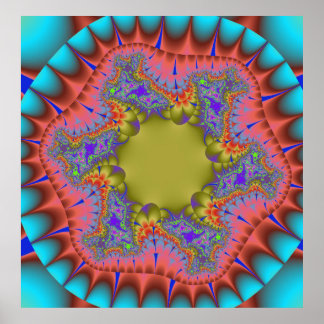 Färgfläckig slutning, Rosa och Grönt Fractal Poster