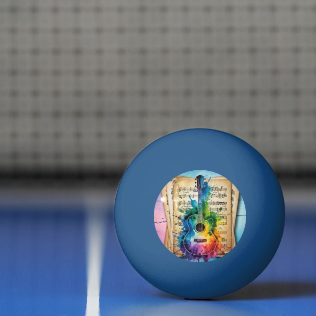 Färgfläckig smak: Målat Guitar på Vintage Music Pingisboll (Netto)