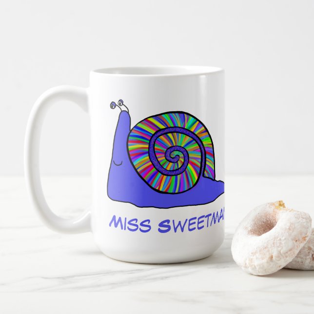 Färgfläckig Snigel Cute Multicolor Animal Art Namn Kaffemugg (Med munk)