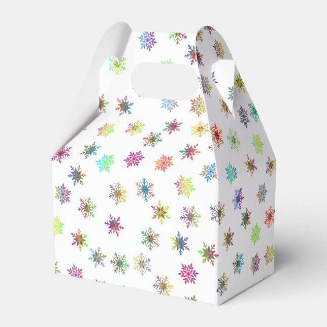 Färgfläckig snöflingor presentaskar (Framsidan Sidan)