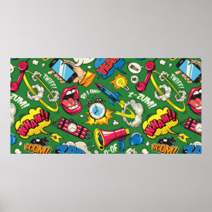 Färgfläckig, sömlös mönster med tecknad poster