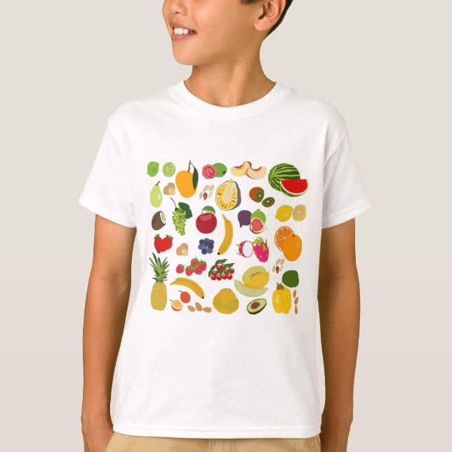 Färgfläckig sommarfrukt Mönster T Shirt (Framsida)