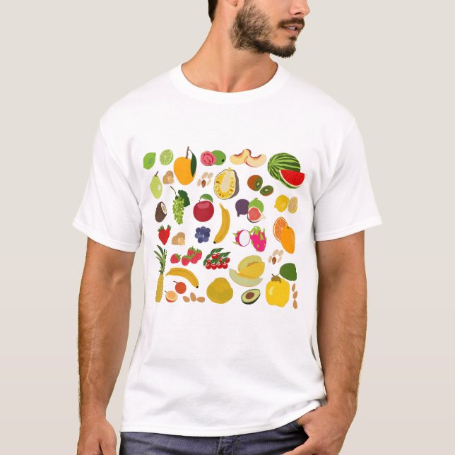 Färgfläckig sommarfrukt Mönster T Shirt (Framsida)