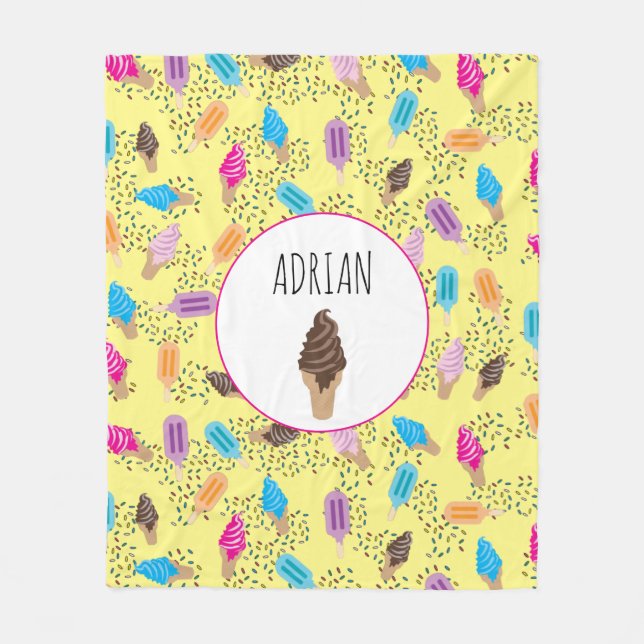 Färgfläckig sommaris Grymis Ice Pops Mönster Fleecefilt (Framsidan)