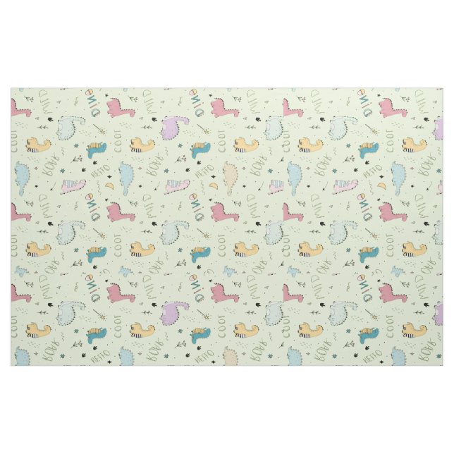 Färgfläckig söt dinosaur tecknad mönster tyg (Fat Quarter)