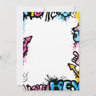 Färgfläckig söt graffiti ram, poster eller poster tack kort