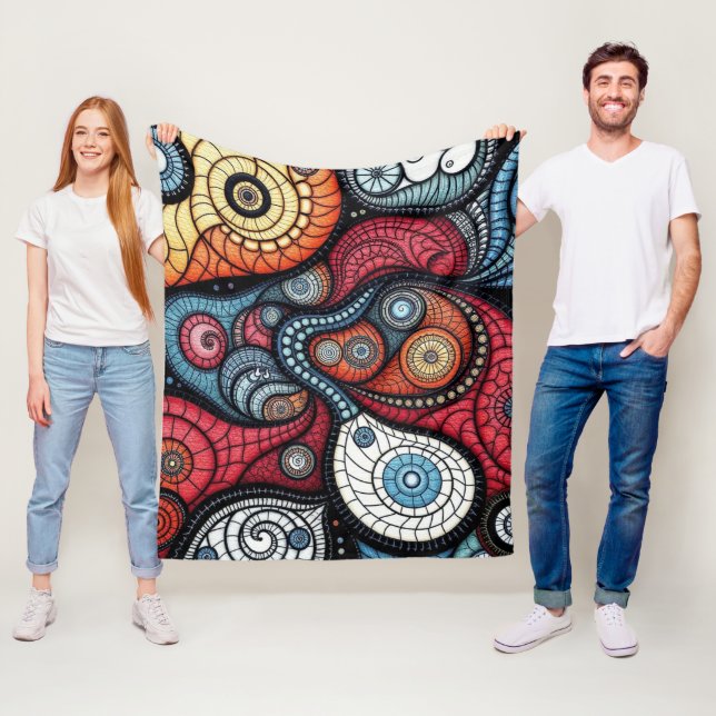 Färgfläckig Spiral Art Fleecefilt (På plats)