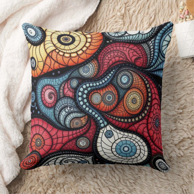 Färgfläckig Spiral Art Kudde (Filt)