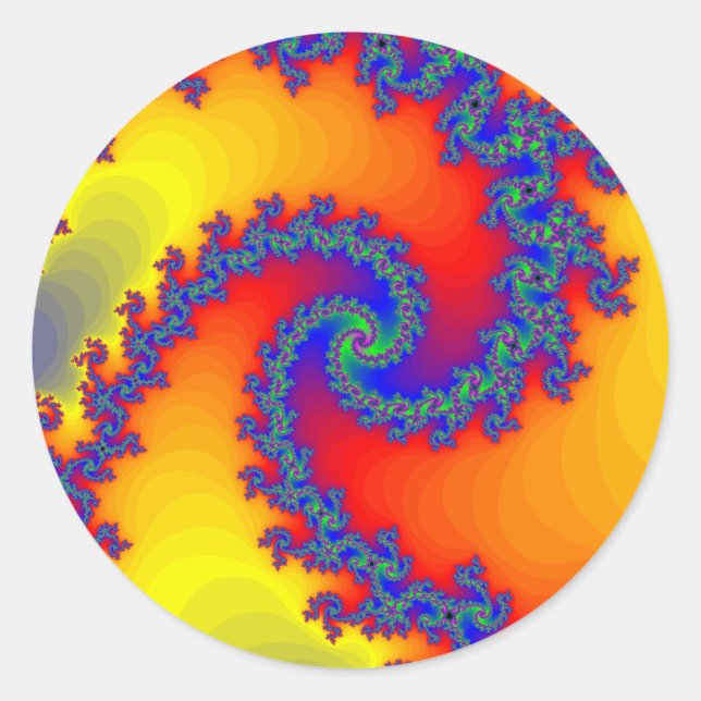 Färgfläckig Spiral: Runt Klistermärke (Framsida)