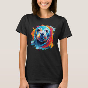 Färgfläckig Stänk Art Sal Sea Animal Lover T Shirt