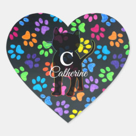 Färgfläckig Tass Hjärtformat Klistermärke