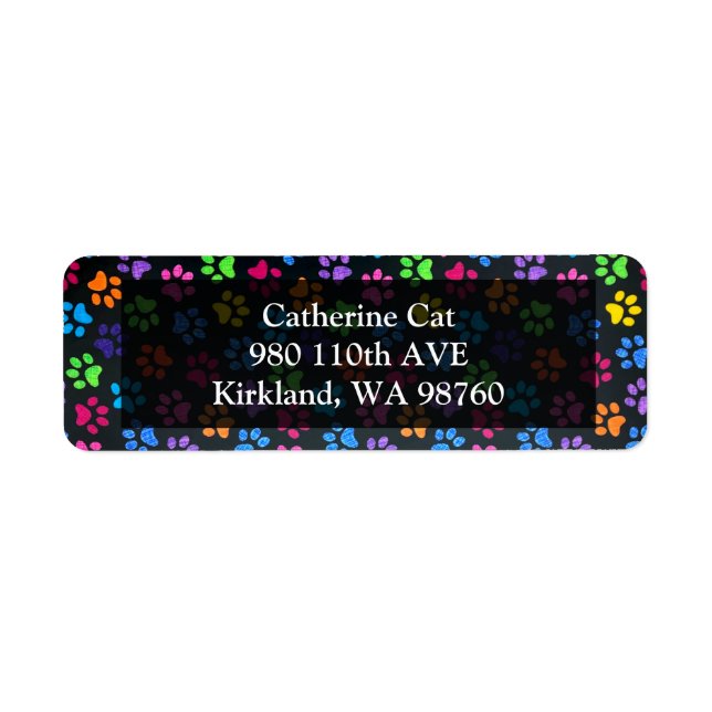 Färgfläckig Tass Returadress Etikett (Framsidan)