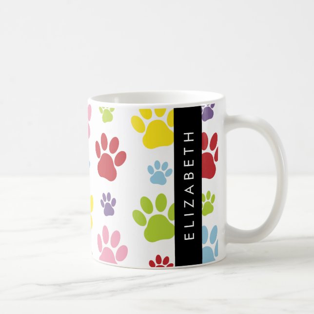 Färgfläckig Tassar, Tass Mönster, Hund, Tassar, di Kaffemugg (Höger)