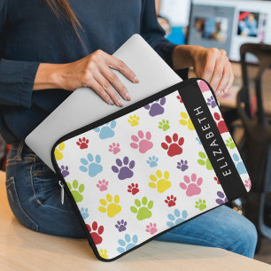 Färgfläckig Tassar, Tass Mönster, Hund, Tassar, di Laptop Fodral