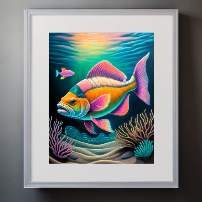 Färgfläckig Teckning-reef fiskens Rosa Poster (Skapare uppladdad)