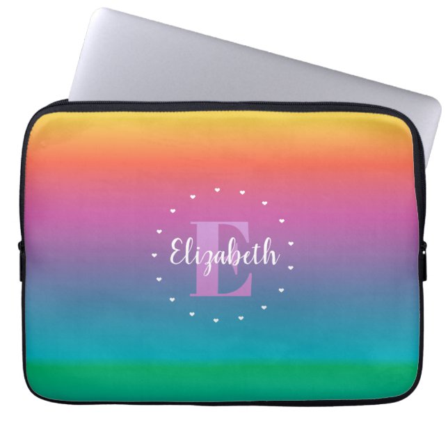Färgfläckig tonergodis Ombre Multifärgat monogram Laptop Fodral (Framsidan)