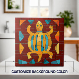 Färgfläckig tribal Mosaic Turtle Kakelplatta