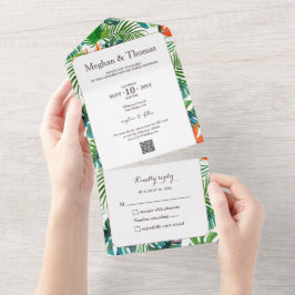 Färgfläckig Tropical Bröllop med QR Code OSA