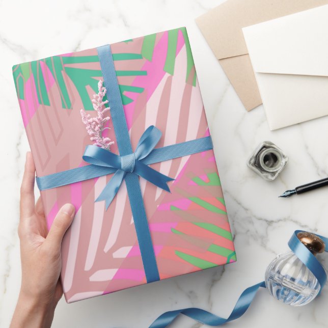 Färgfläckig Tropical Handflatan Lövs Mönster Presentpapper (Gifting)