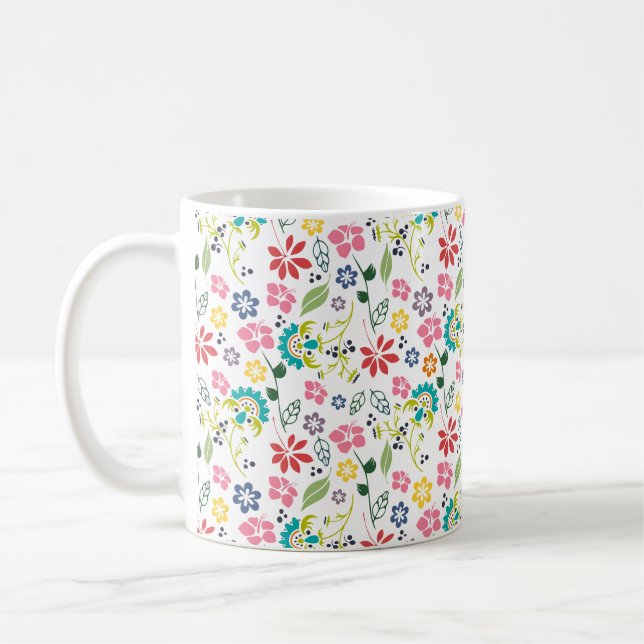 Färgfläckig Tropical Vår blommor Kaffemugg (Vänster)