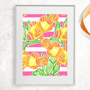 Färgfläckig tropisk fisk Mönster Poster