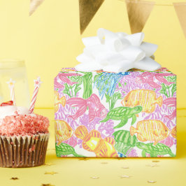 Färgfläckig tropisk fisk Mönster Presentpapper