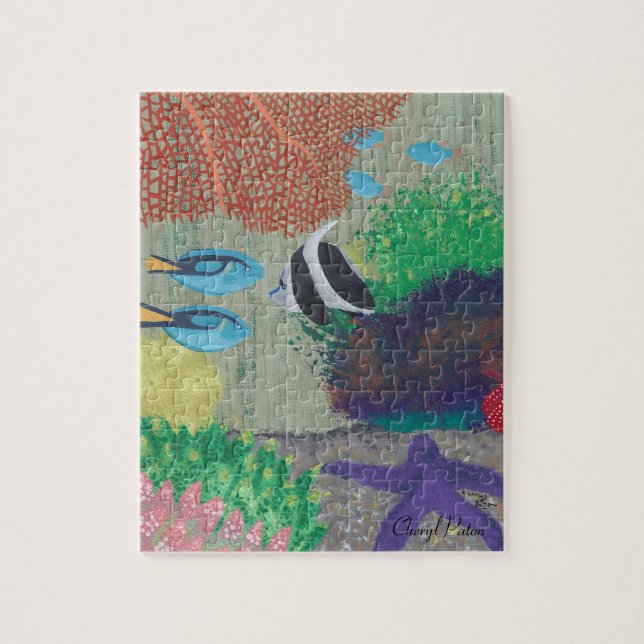 Färgfläckig tropisk fisk som målar Puzzle Pussel (Vertikal)