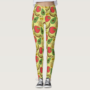 Färgfläckig tropisk frukt, sömlös mönster leggings