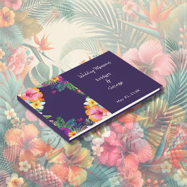 Färgfläckig tropisk hawaiisk Blommigt Bröllop Gästböcker