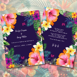 Färgfläckig tropisk hawaiisk Blommigt Bröllop Inbjudningar