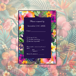Färgfläckig tropisk hawaiisk Blommigt Bröllop OSA Kort