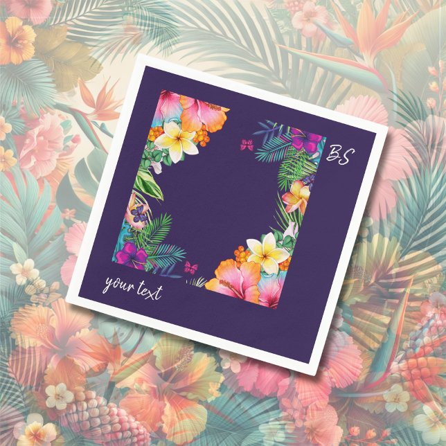 Färgfläckig tropisk hawaiisk Blommigt Bröllop Pappersservett (Skapare uppladdad)