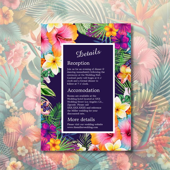 Färgfläckig tropisk hawaiisk Blommigt Bröllop Tilläggskort (Skapare uppladdad)