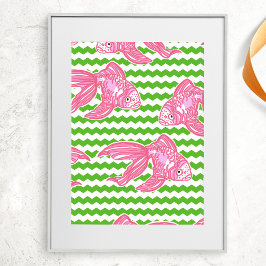 Färgfläckig tropisk Rosa Mönster Poster