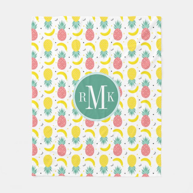 Färgfläckig tropiska frukter Mönster Fleecefilt (Framsidan)