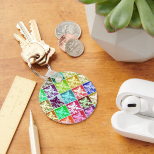 Färgfläckig tysk schepherd Hund Pop Art Nyckelring