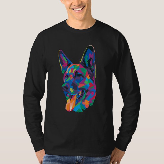 Färgfläckig tysk Shepherd Hundägare Hund Pastel Ar T Shirt (Framsida)