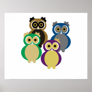 Färgfläckig Uggla Poster