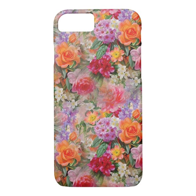 Färgfläckig Vår blommor Case-Mate iPhone Skal (Baksida)