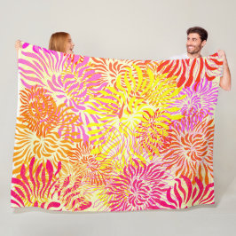 Färgfläckig Vår blommor Fleecefilt