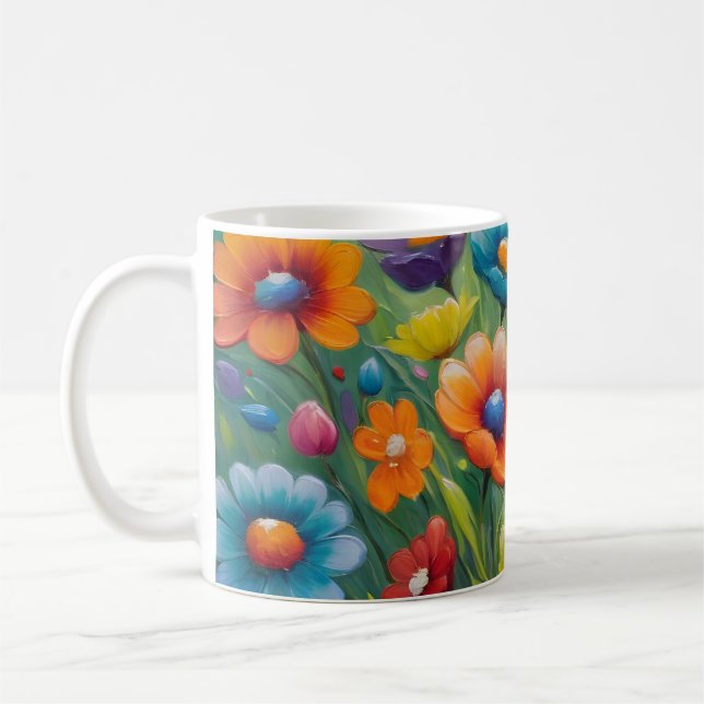 Färgfläckig vår blommor kaffemugg (Vänster)