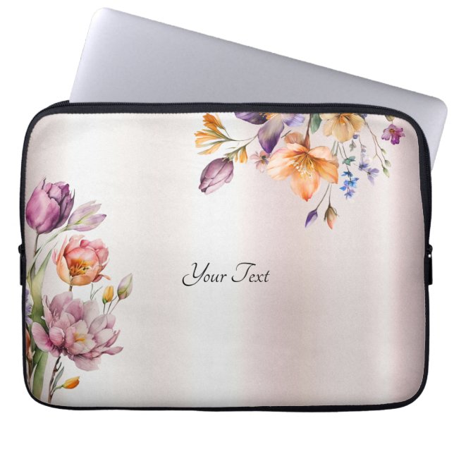 Färgfläckig Vår blommor Laptop sleeve (Framsidan)