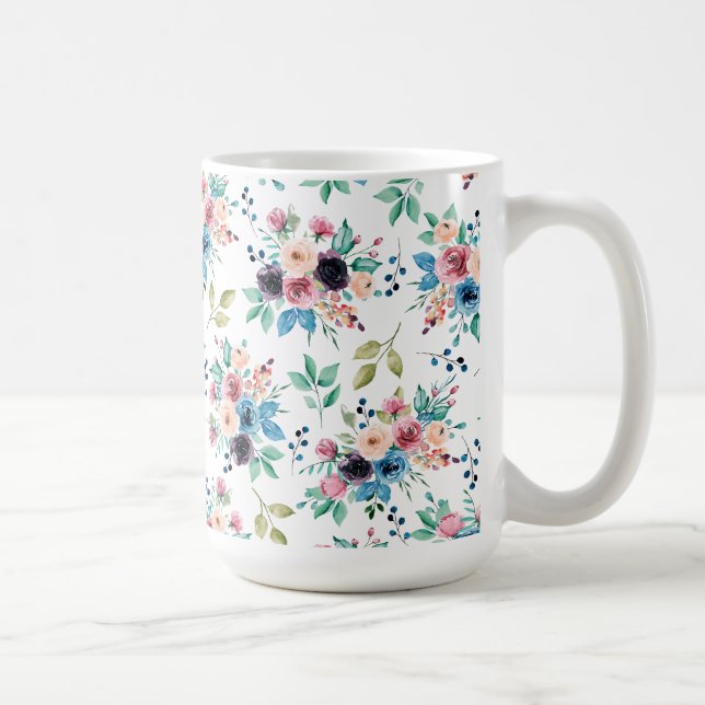 Färgfläckig vår blommor mönster kaffemugg (Höger)