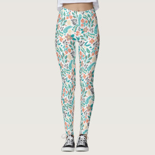 Färgfläckig vår blommor mönster leggings
