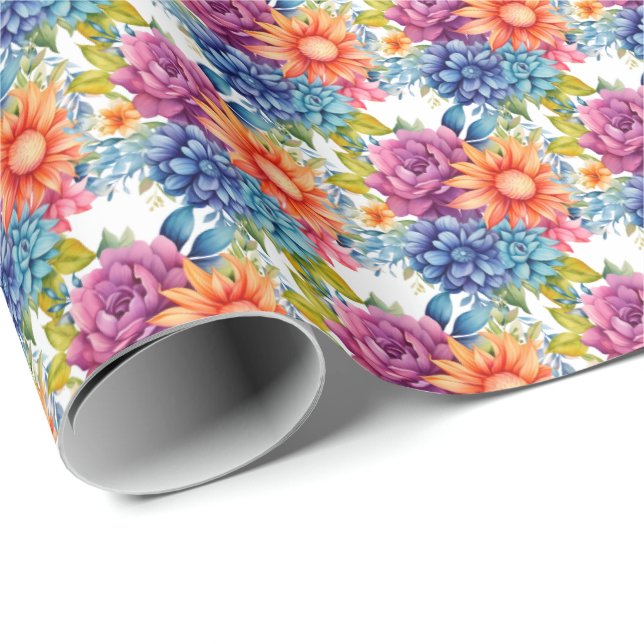 Färgfläckig Vår blommor Presentpapper (Rullad Hörn)