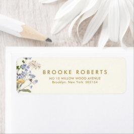 Färgfläckig Vår Wildblomskugga Guld Adress Returadress Etikett